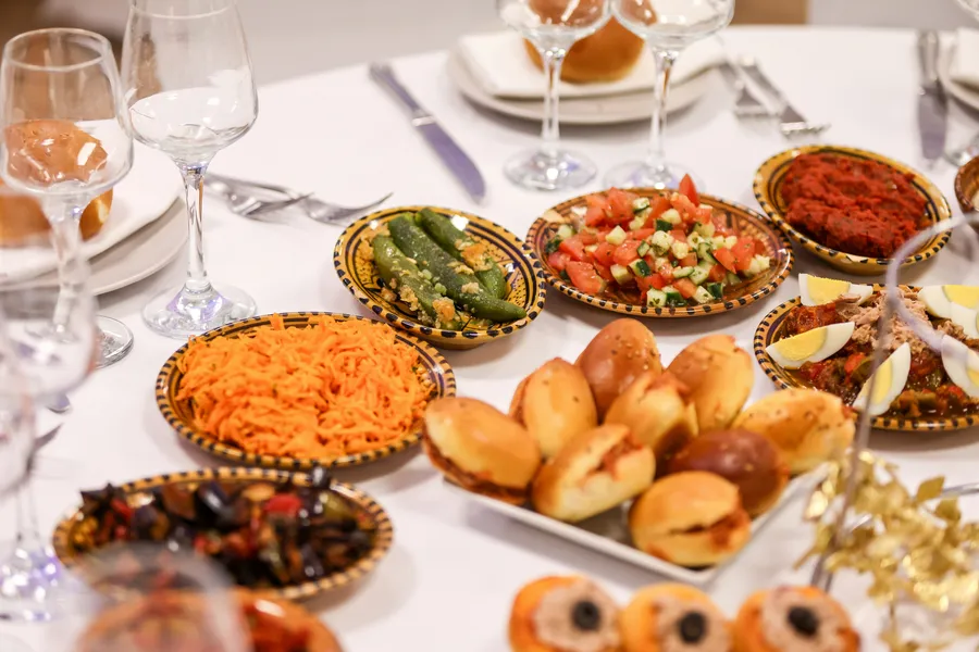 Lebanese cuisine with various dishes and fresh ingredients in Dubai.